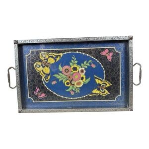 Butterfly and Silver Serving‎ Tray